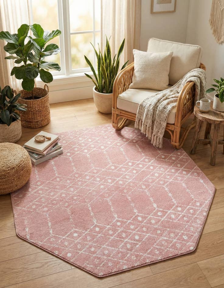 Detail image of 5' 3 x 5' 3 Paxon Trellis Octagon Rug