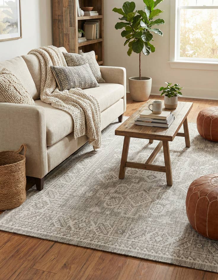 Detail image of 5' 3 x 7' Washable Aztec Indoor / Outdoor Rug