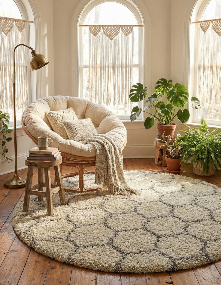 Detail image of 7' 10 x 7' 10 Lattice Shag Round Rug