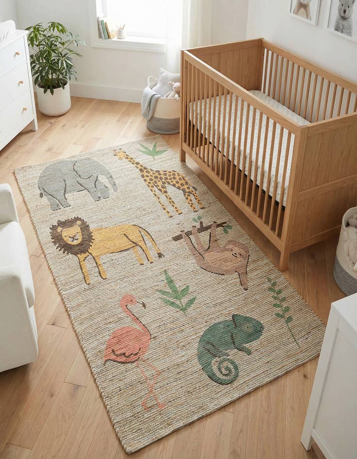 Detail image of  5' 1 x 8'  Hand Woven Chenille Jute Rug