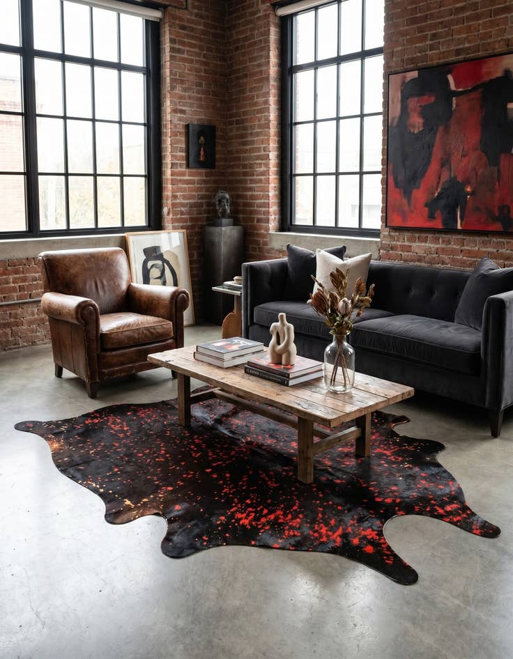 Detail image of 6' 2 x 7' 9 Cowhide Leather Rug