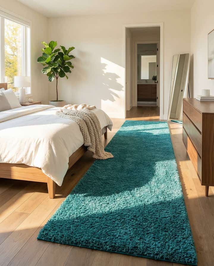 2' 7 x 14' Solid Shag Runner Rug