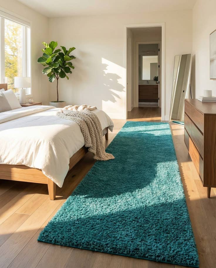 Detail image of 2' 7 x 14' Solid Shag Runner Rug