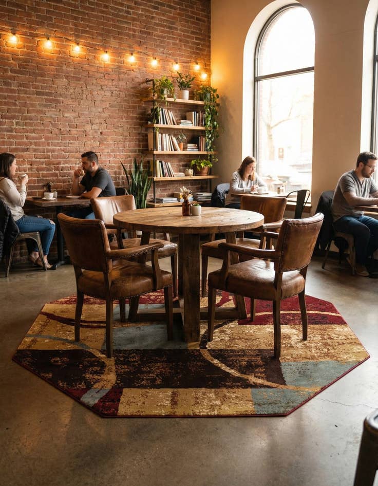 Detail image of 7' x 7' Coffee Shop Octagon Rug