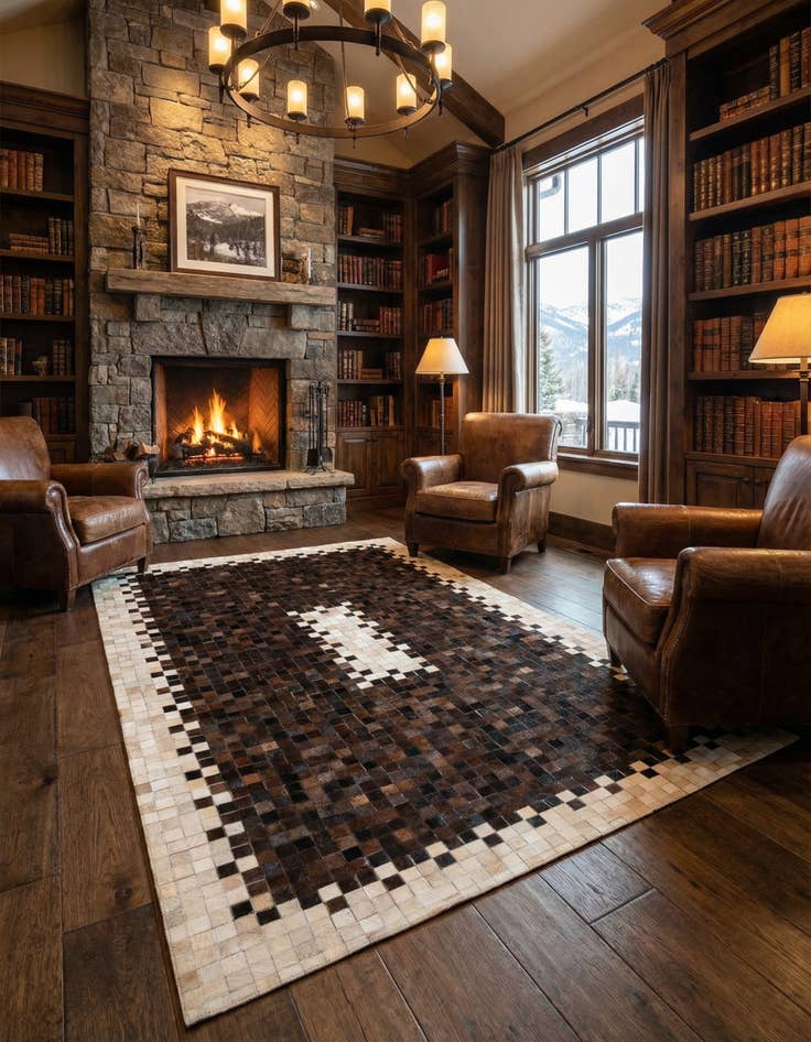 Detail image of 5' 2 x 7' 11 Cowhide Stocks Rug