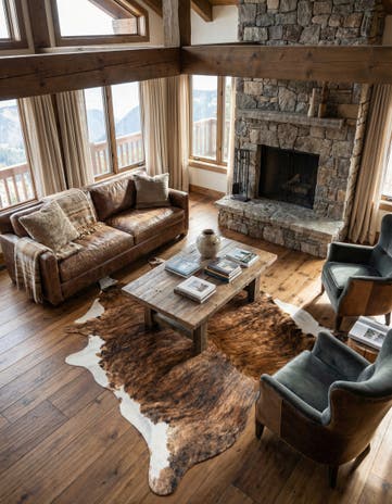 7' 5 x 7' 11 Cowhide Leather Square Rug