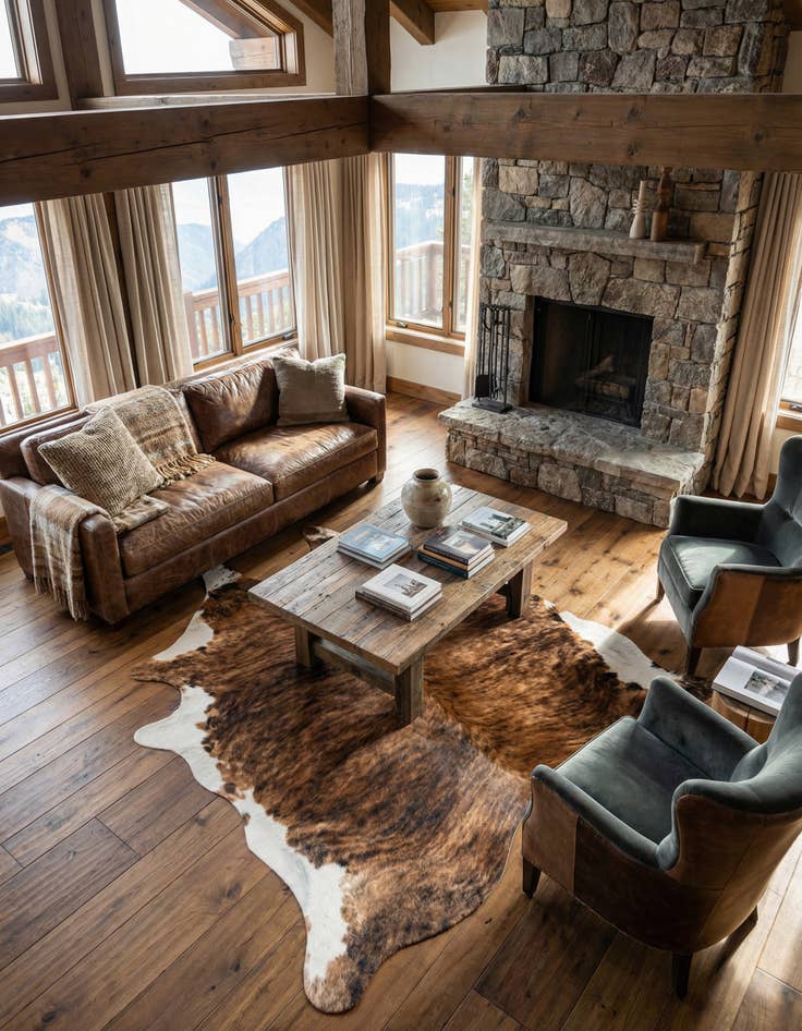 Detail image of 7' 5 x 7' 11 Cowhide Leather Square Rug