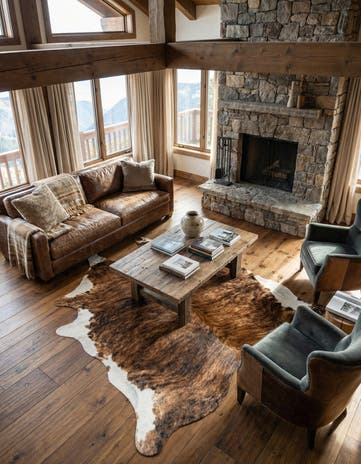 7' 5 x 7' 11 Cowhide Leather Square Rug