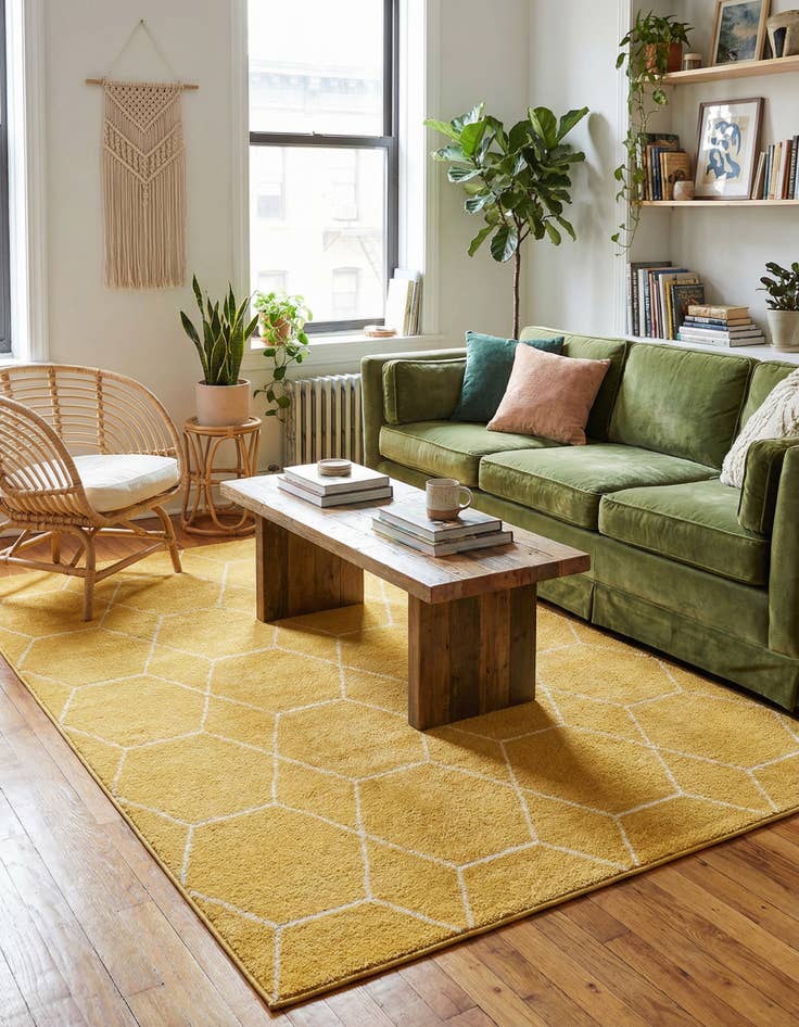 Detail image of 5' 3 x 8' Lattice Frieze Rug