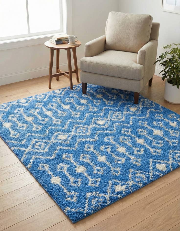 Detail image of 5' 3 x 5' 3 Moroccan Trellis Shag Square Rug