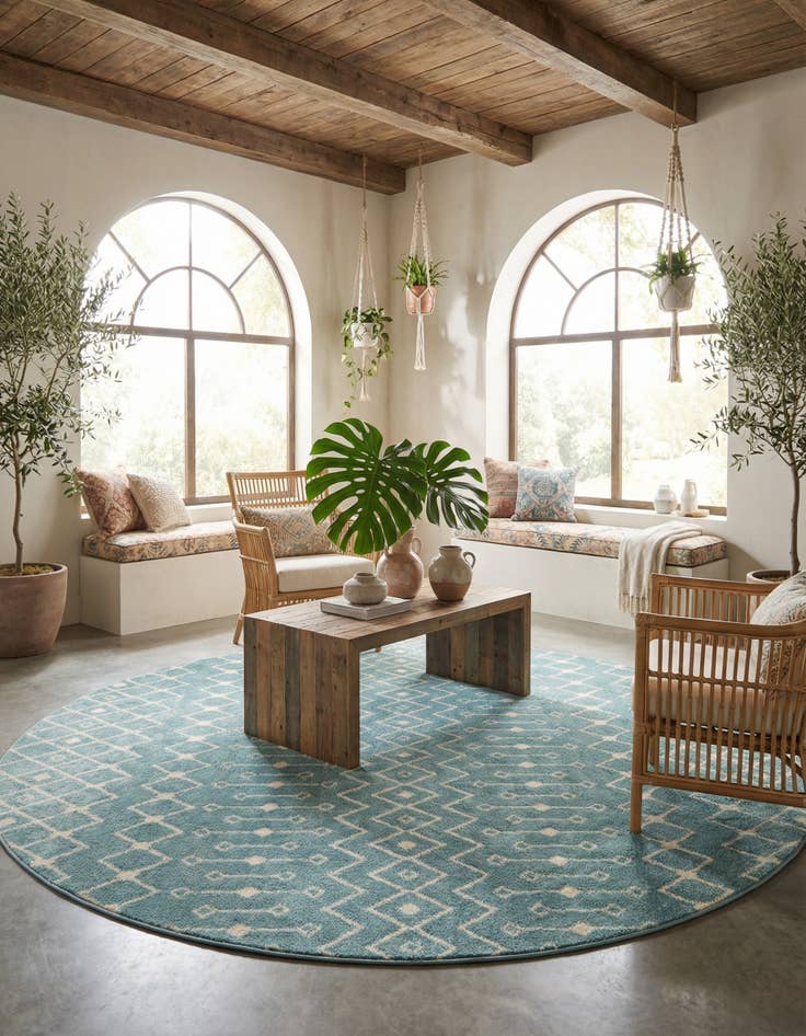 Detail image of 10' x 10' Moroccan Trellis Round Rug