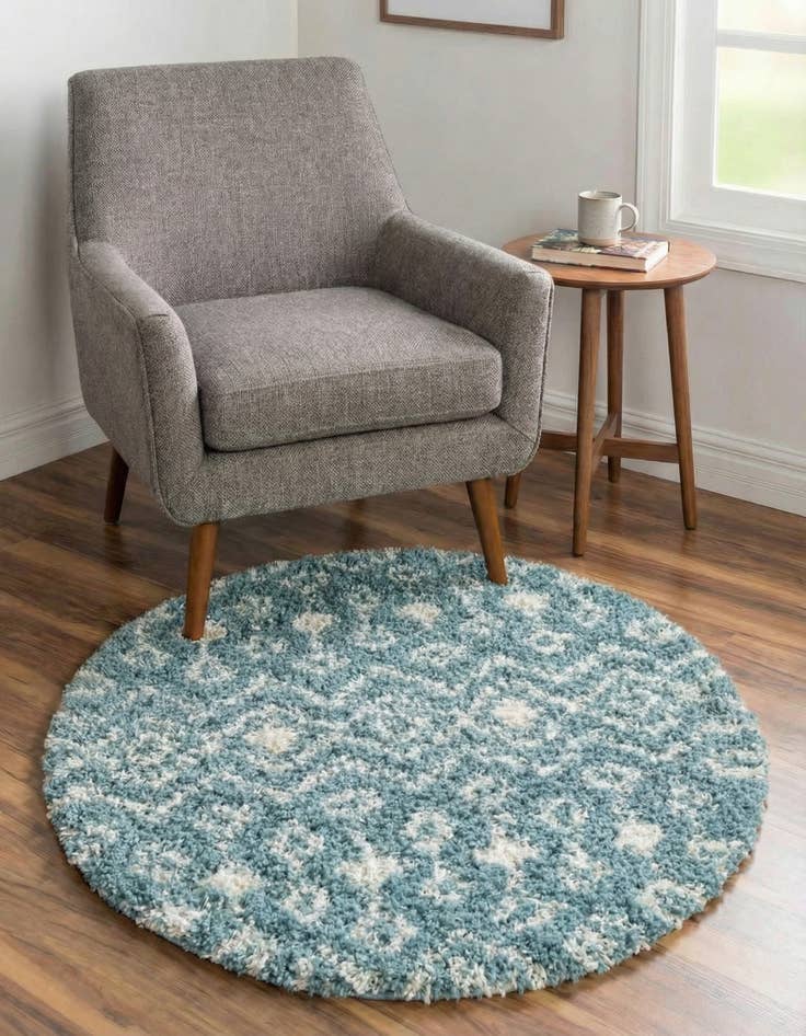 Detail image of 3' x 3' Moroccan Trellis Shag Round Rug