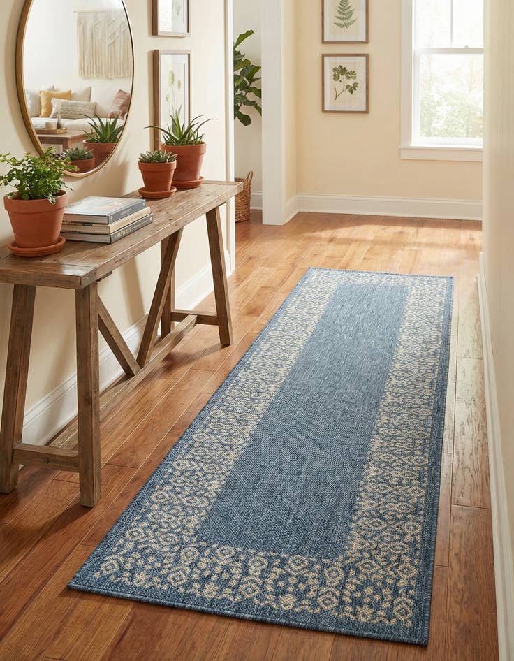 Detail image of 2' x 8' Easy-Clean Border Indoor / Outdoor Runner Rug