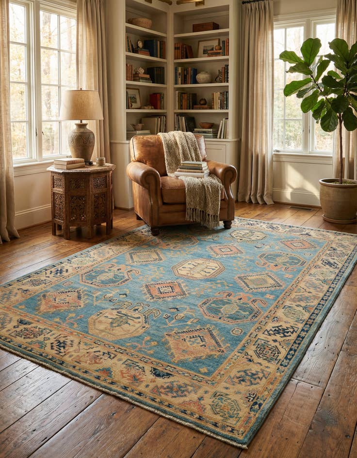 Detail image of 6' 1 x 8' 11 Hand Knotted Oushak Wool Rug