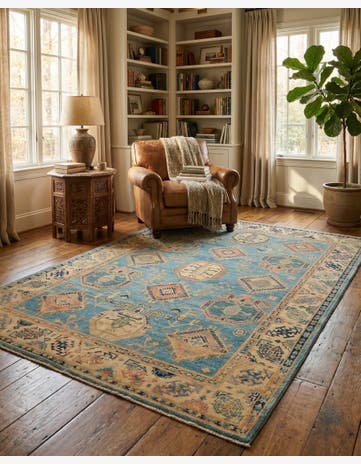 6' 1 x 8' 11 Hand Knotted Oushak Wool Rug