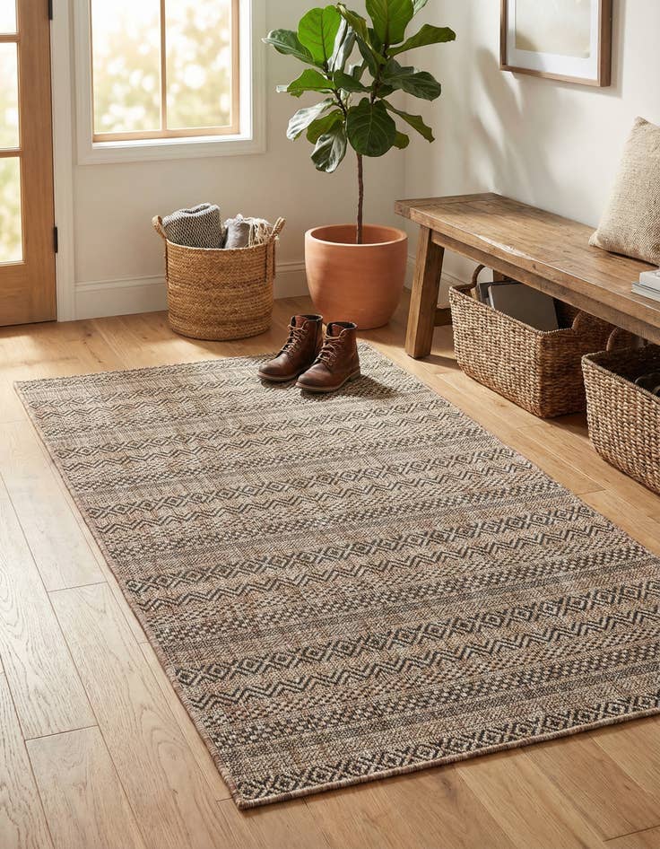 Detail image of 3' x 5' 3  Washable Striped Indoor / Outdoor Rug