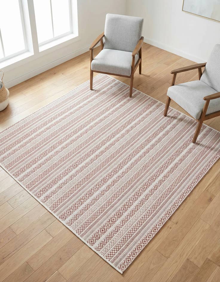 Detail image of 5' 3 x 5' 3  Washable Striped Indoor / Outdoor Square Rug