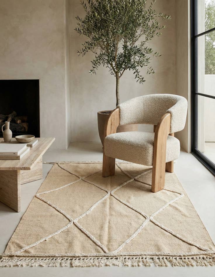 Detail image of 3' 5 x 4' 11 Hand Knotted Moroccan Wool Rug