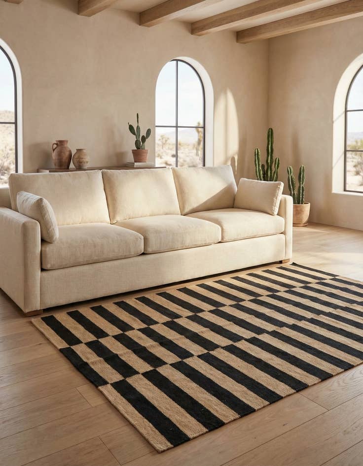 Detail image of 4' 2 x 5' 11 Hand Woven Kilim Modern Wool Rug