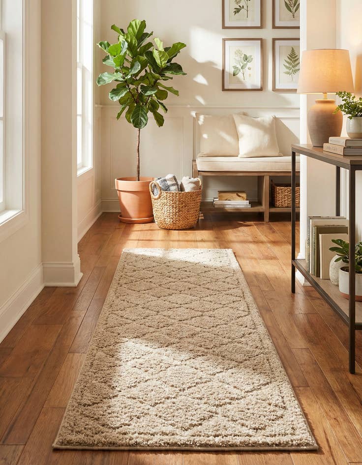 Detail image of 2' x 6' 9 Lattice Shag Runner Rug