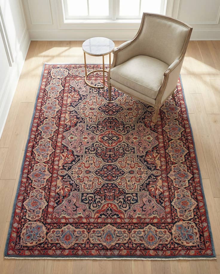 Detail image of 4' 5 x 6' 6 Hand Knotted Kashan Persian Rug