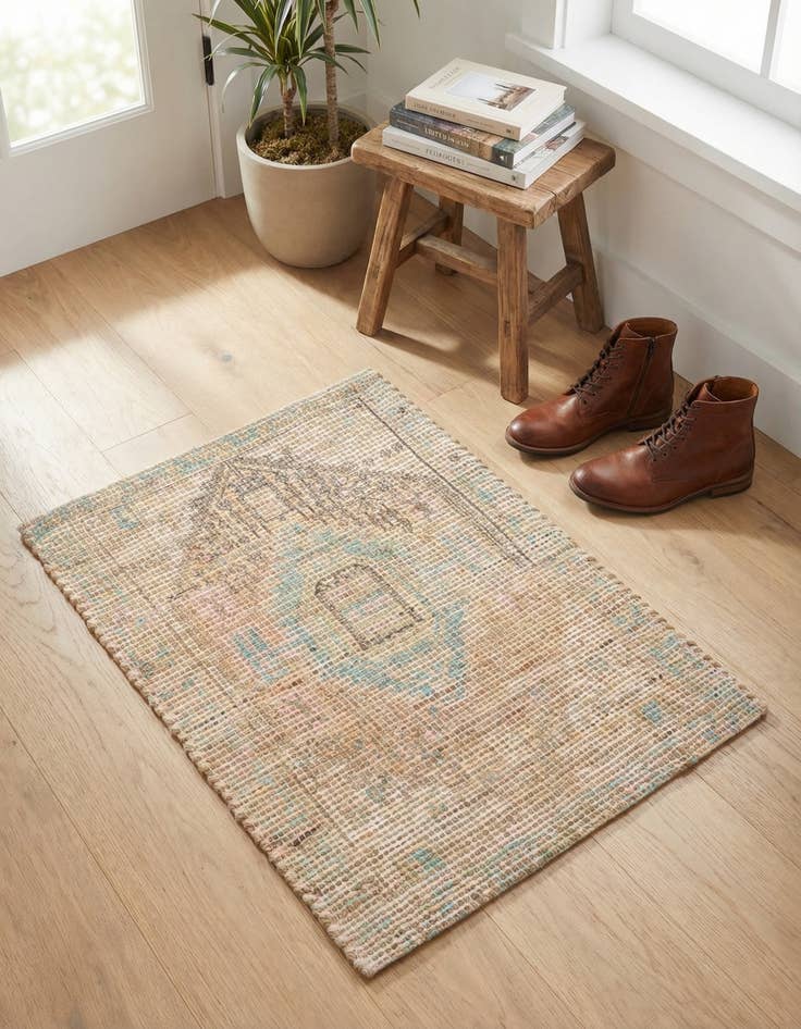 Detail image of 2' x 3' 1 Hand Woven Chenille Jute Rug