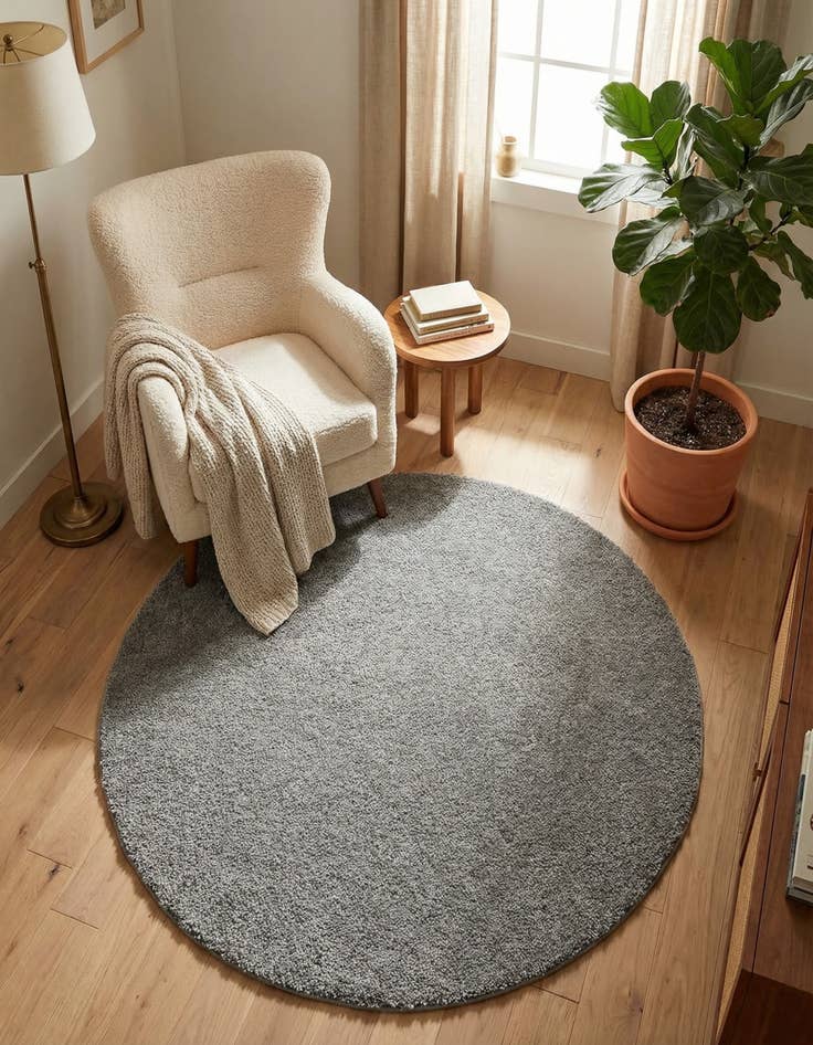 Detail image of 5' 3 x 5' 3 Solid Frieze Round Rug