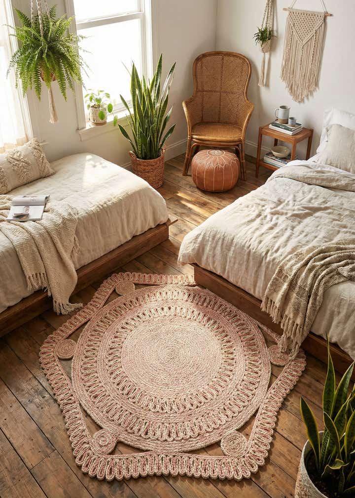 4' 1 x 4' 1 Handmade Braided Jute Round Rug