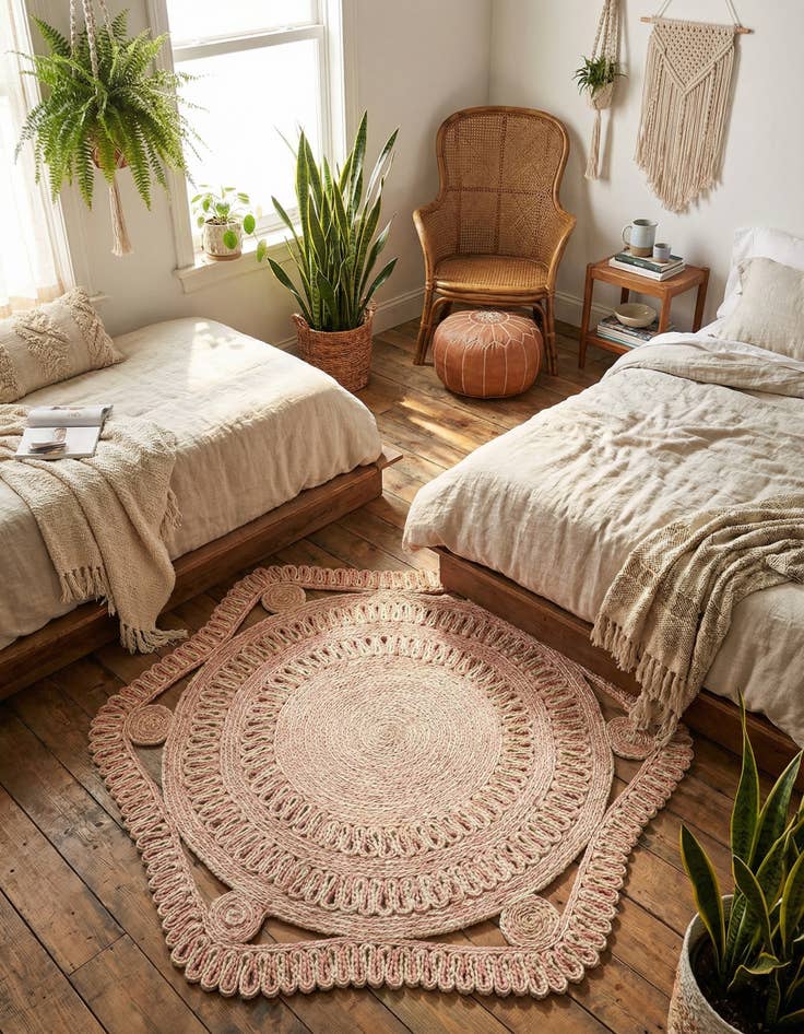 Detail image of 4' 1 x 4' 1 Handmade Braided Jute Round Rug