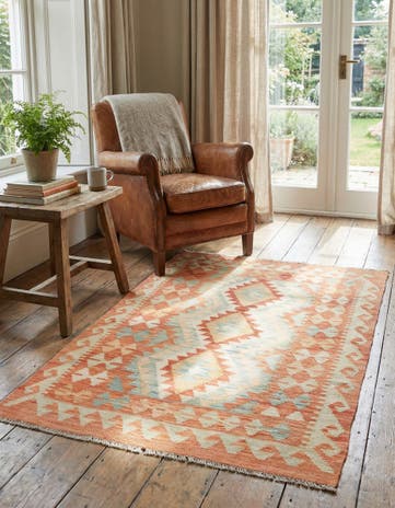 2' 9 x 4' 3 Hand Woven Kilim Waziri Wool Rug