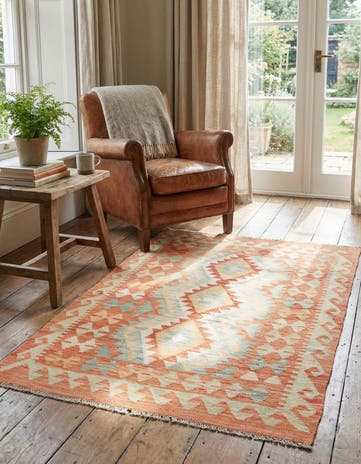 2' 9 x 4' 3 Hand Woven Kilim Waziri Wool Rug