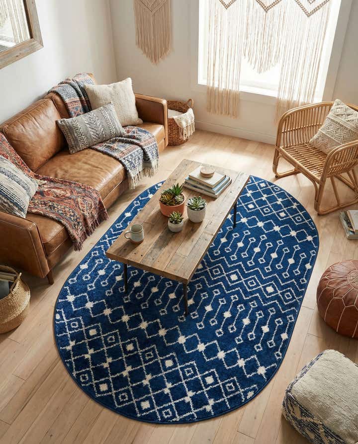 4' x 6' Moroccan Trellis Oval Rug