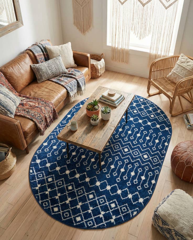Detail image of 4' x 6' Moroccan Trellis Oval Rug