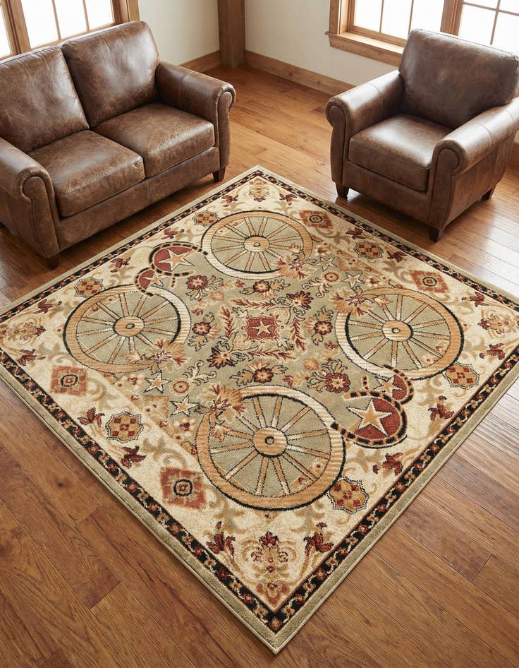 Detail image of 5' 3 x 5' 3 Pioneer Square Rug