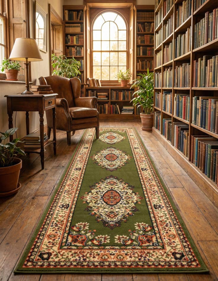 Detail image of 2' 7 x 10' Mashad Design Runner Rug