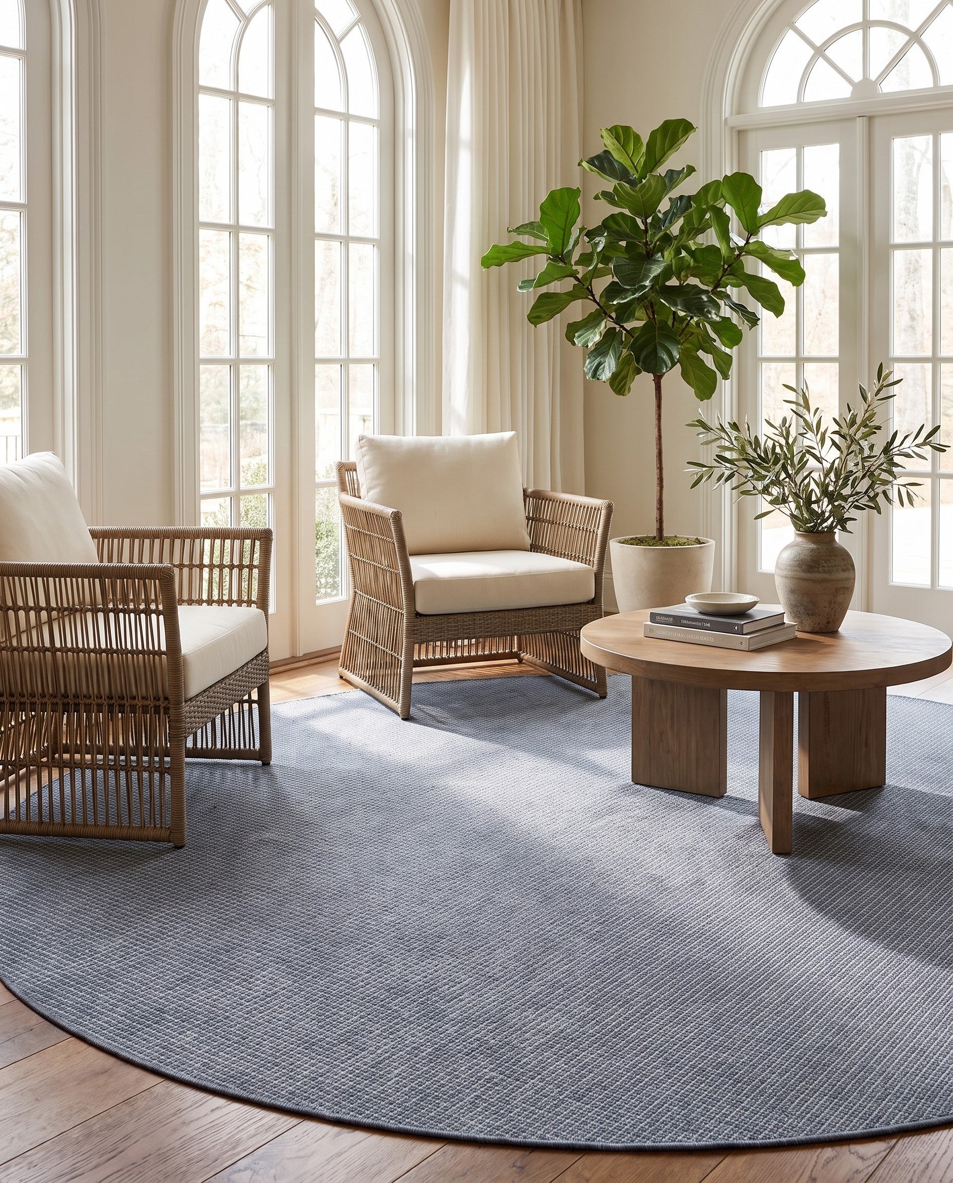 13' x 13' Easy-Clean Checkered Indoor / Outdoor Round Rug