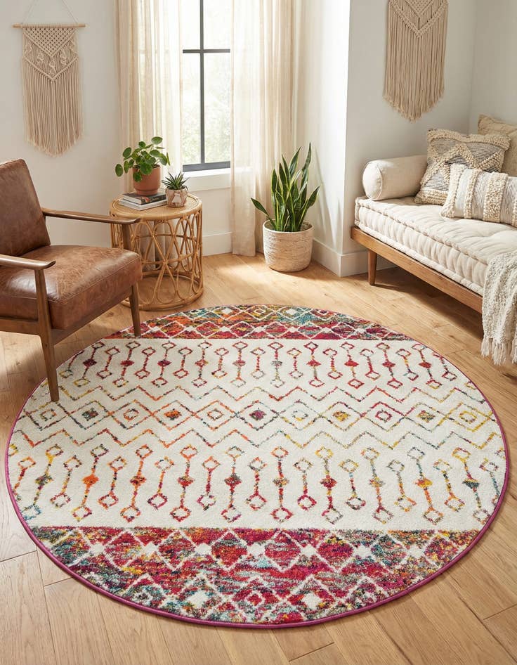 Detail image of  5' 3 x 5' 3 Moroccan Trellis Round Rug