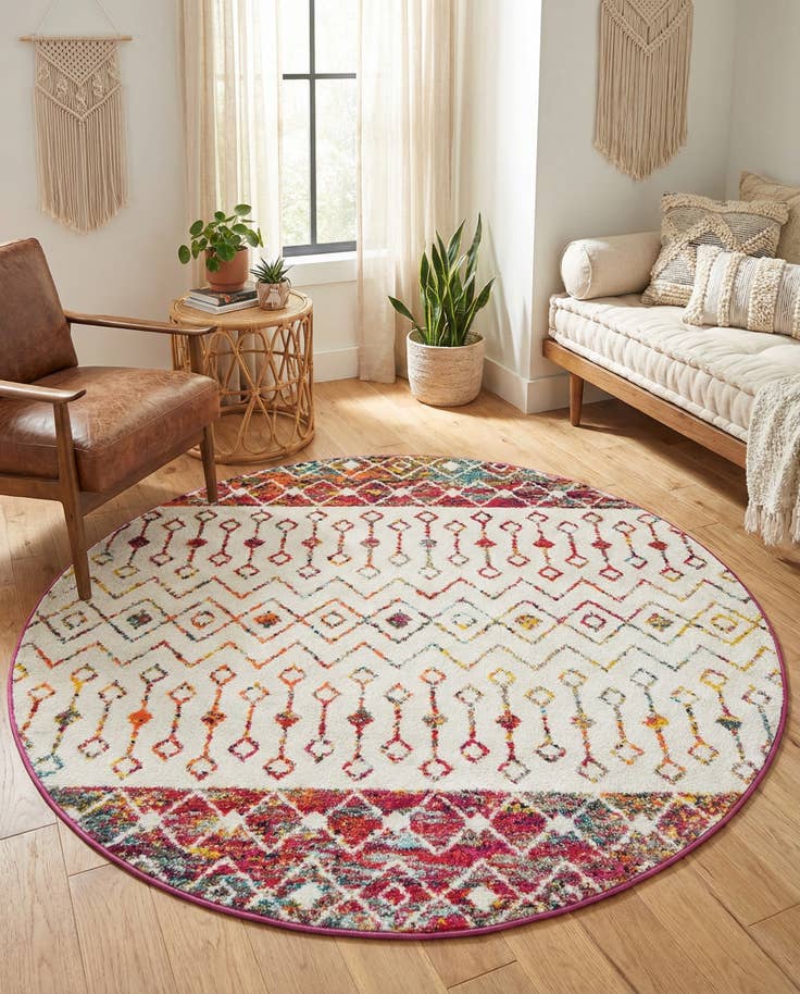 Detail image of 5' 3 x 5' 3 Moroccan Trellis Round Rug