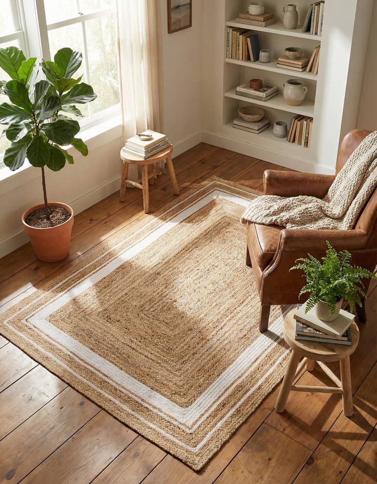 Detail image of 5' 1 x 8' Handmade Braided Jute Rug