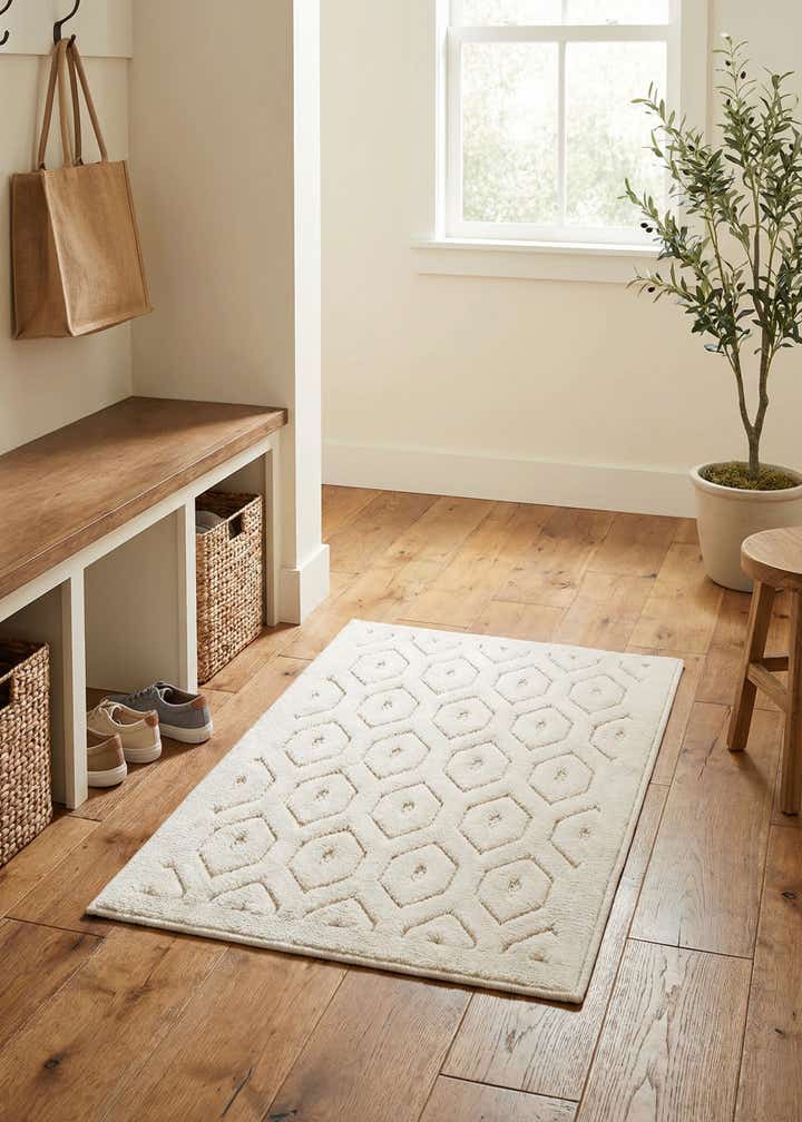 2' x 3' Easy-Clean Trellis Textured Indoor / Outdoor Rug