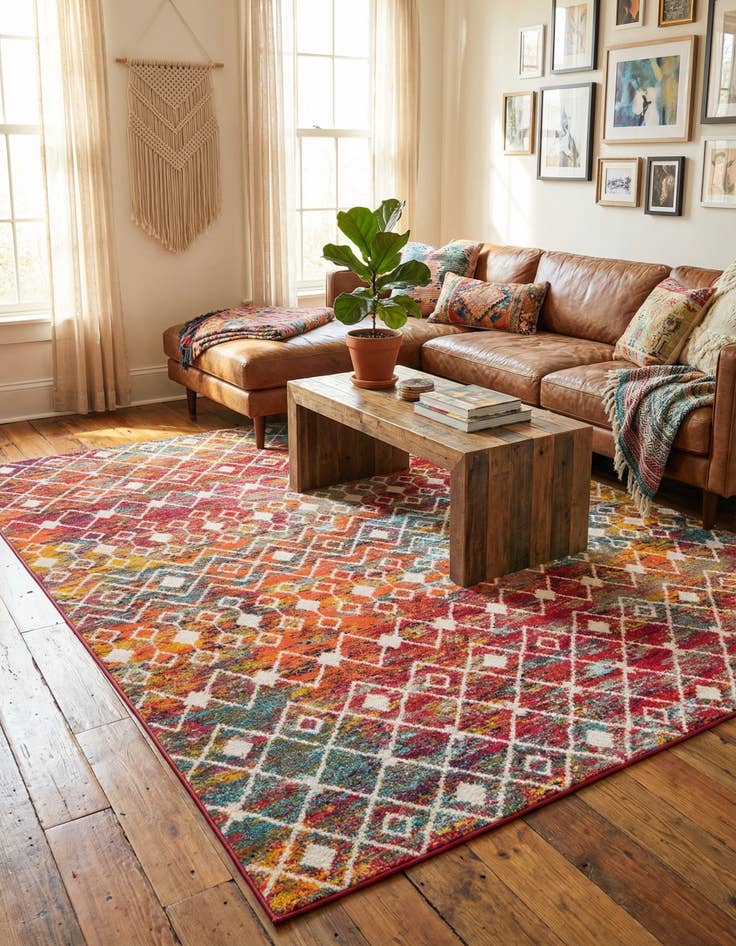 Detail image of 7' 10 x 10' Moroccan Trellis Rug