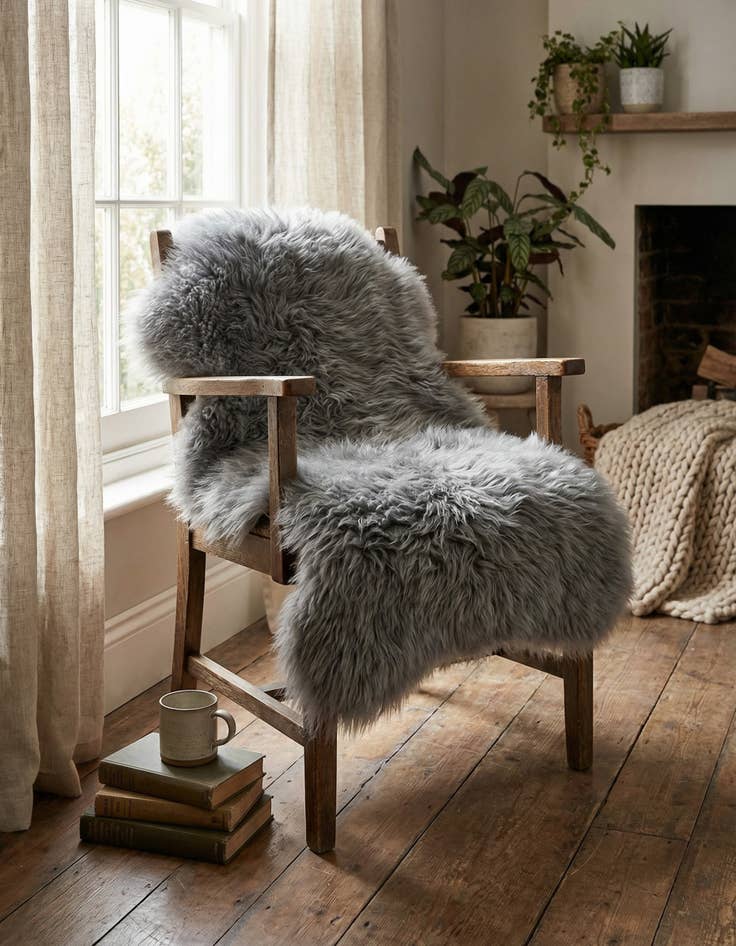 Detail image of 1' 10 x 3' Natural Sheepskin Freeform Rug