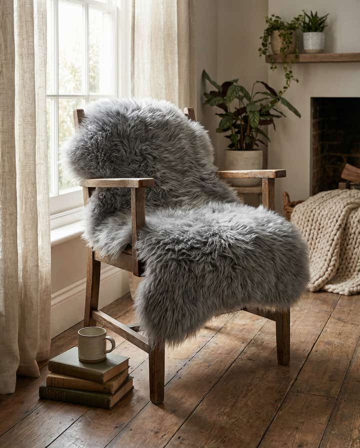1' 10 x 3' Natural Sheepskin Freeform Rug