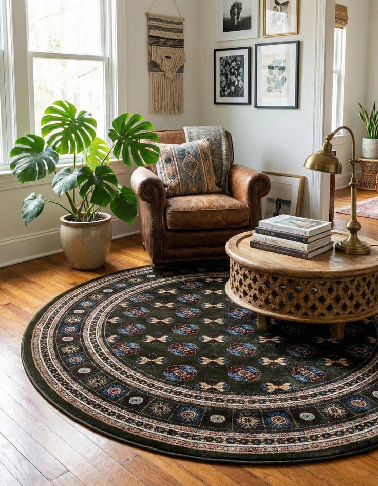 Detail image of 6' x 6' Bokhara Round Rug