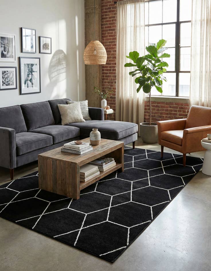 Detail image of 6' x 9' Lattice Frieze Rug