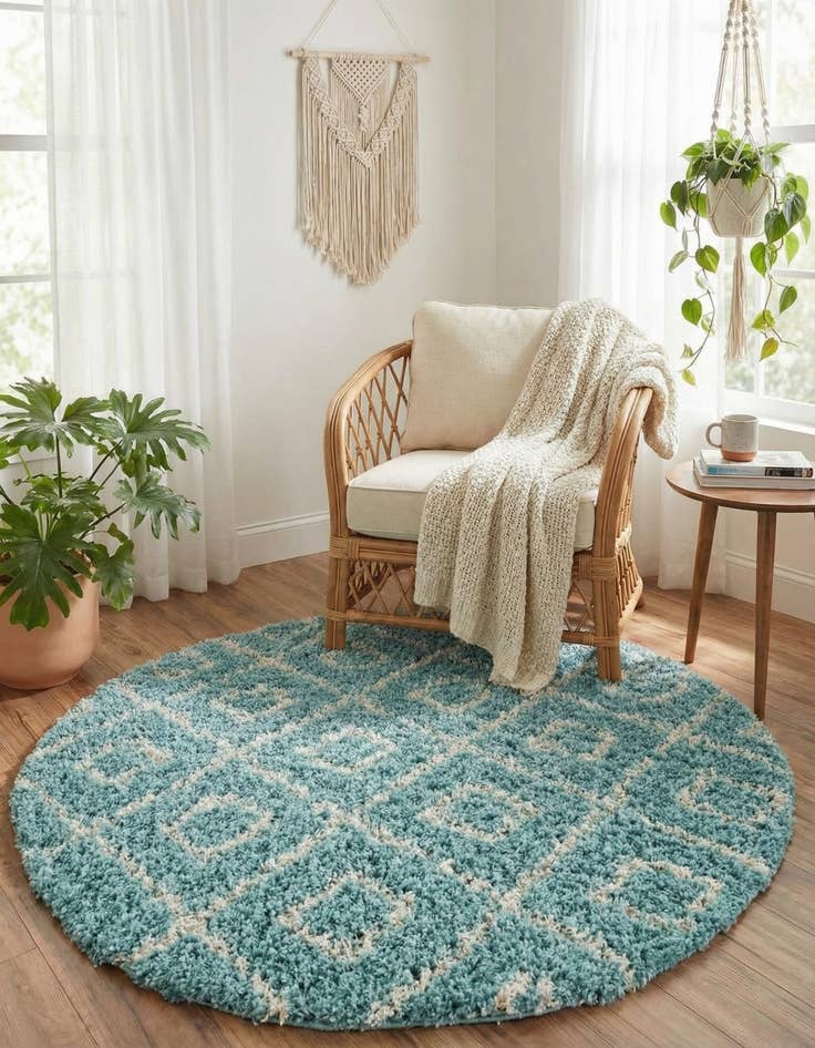 Detail image of 5' 3 x 5' 3 Trellis Shag Round Rug