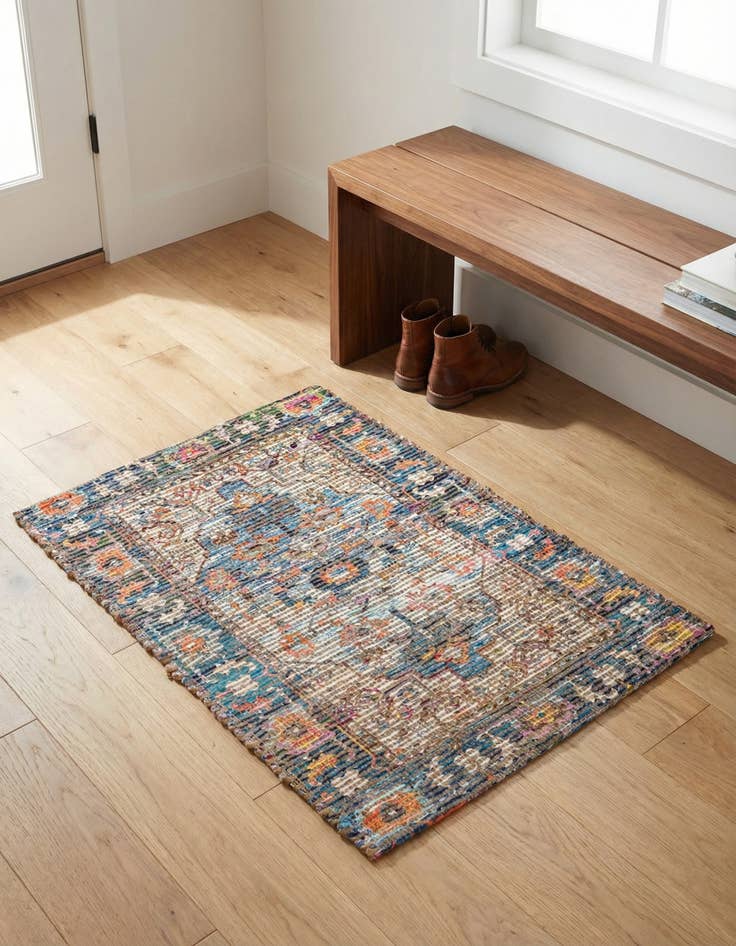 Detail image of 2' x 3' 1  Hand Woven Chenille Jute Rug