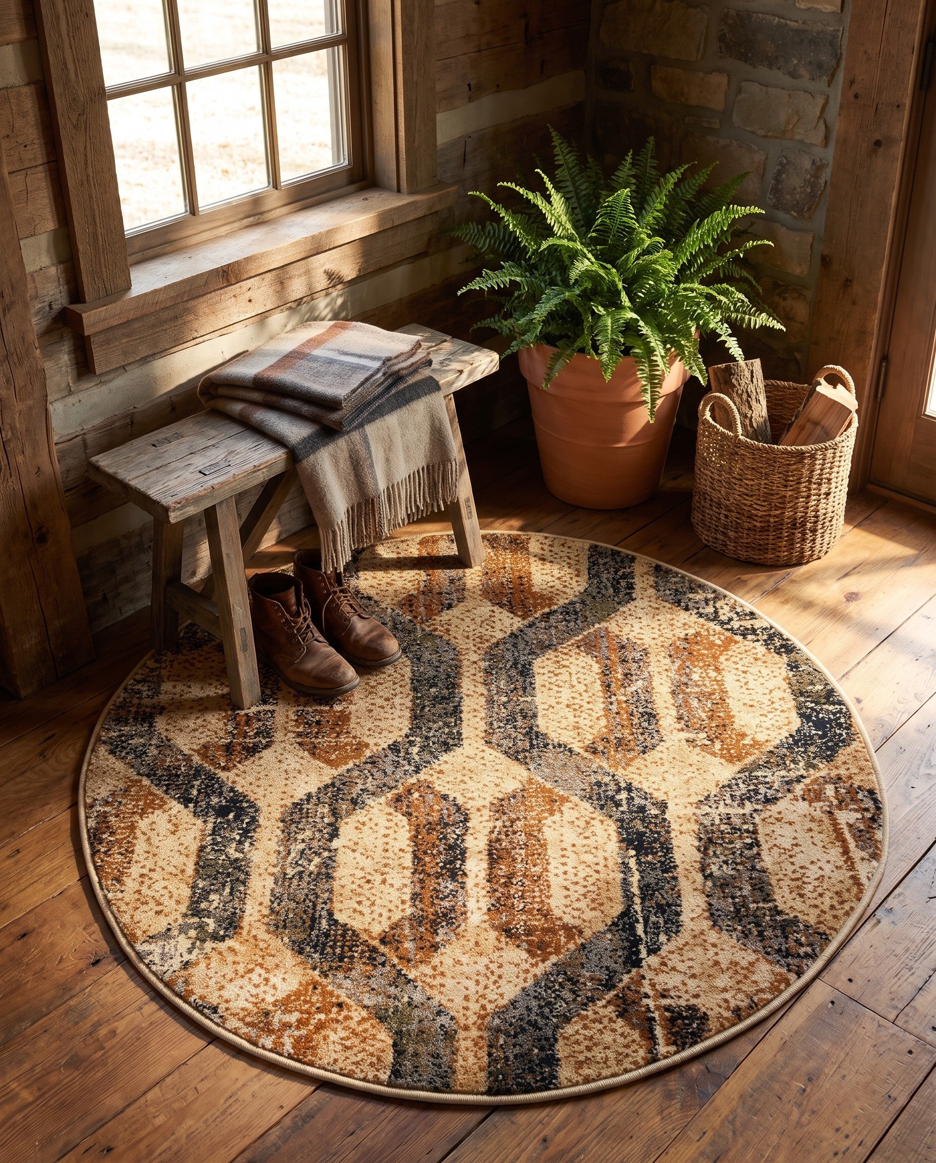 3' 3 x 3' 3 Saturn Round Rug