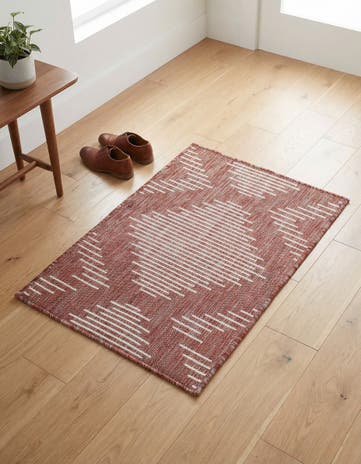 Rust Red Easy-Clean Modern Indoor / Outdoor Rug