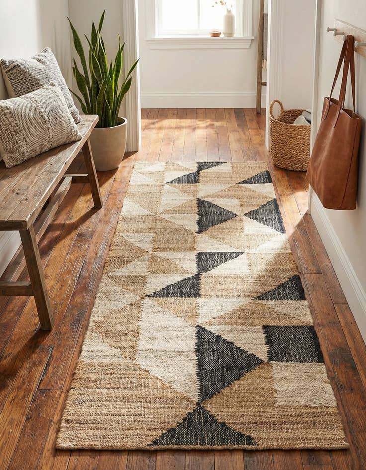 Detail image of 2' x 6' 1 Hand Woven Kala Handwoven Jute Runner Rug